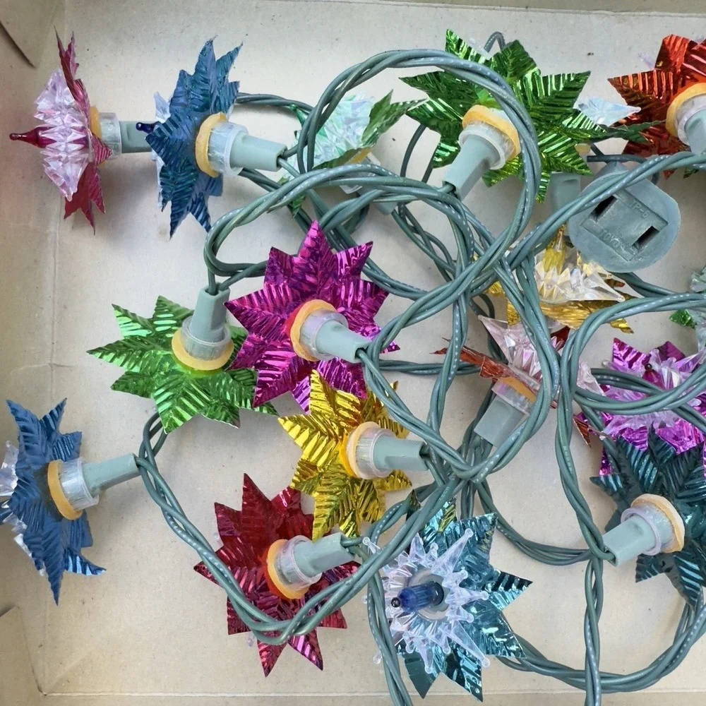 Vtg Aluminum Reflector Star Atomic Starburst Reflector Christmas Light String